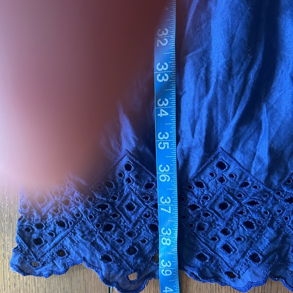 Old Navy Sleeveless Button Down Deep Blue Midi Dress with Eyelet Hem Size M - Picture 7 of 7